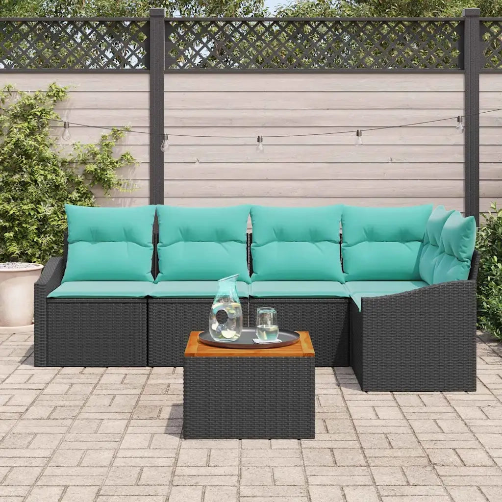 Set Divano da Giardino con cuscino 6 pcs Nero polyrattan 3347837
