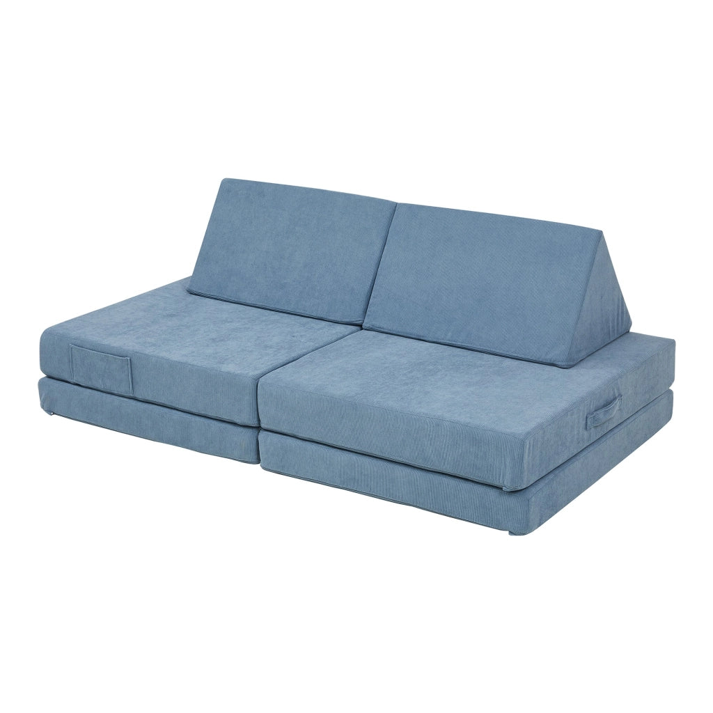 Set divano e poltrona da gioco in velluto a coste 5 pezzi 120 x 66 x 46 cm blu 03_0009142