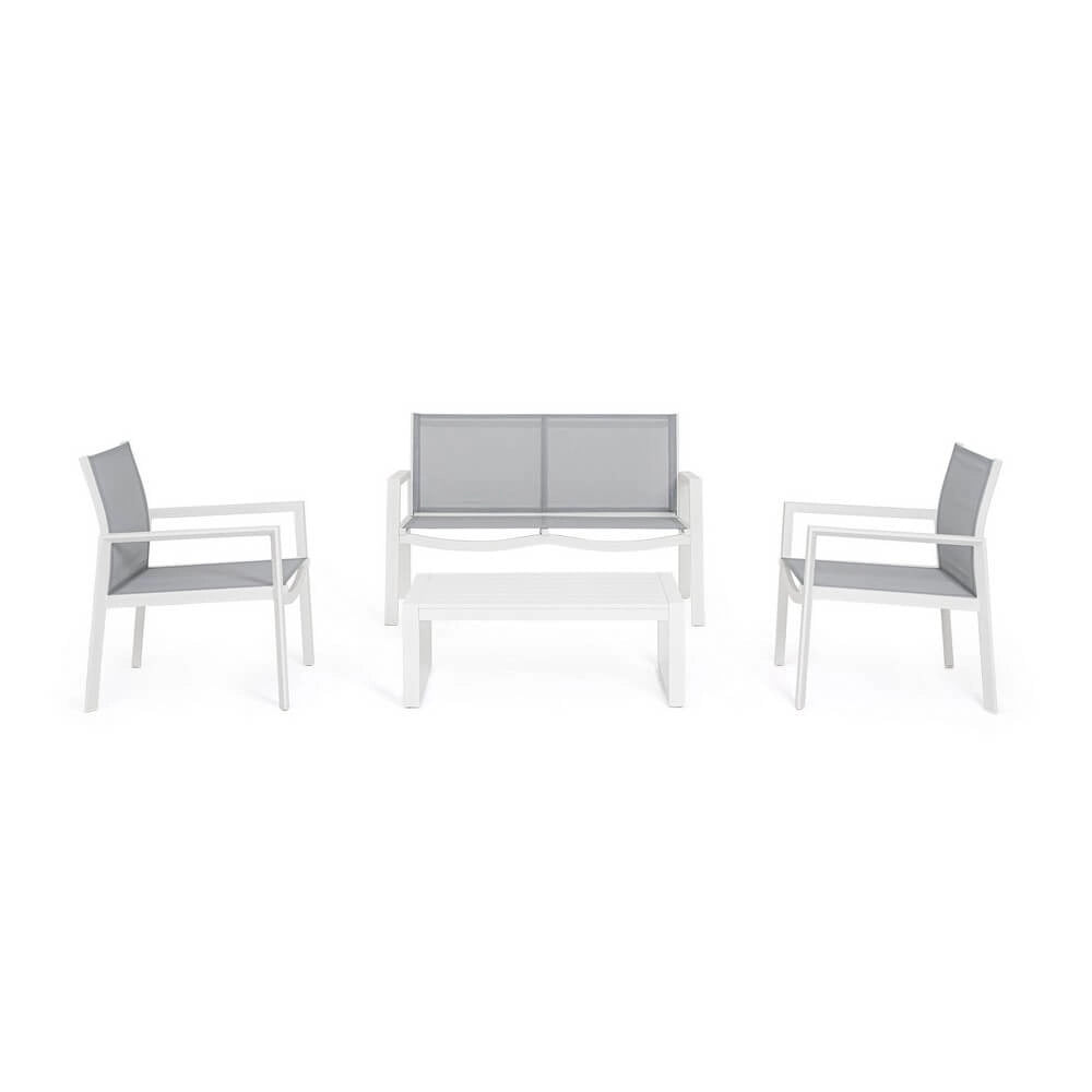 Set da 4 pezzi salotto da giardino in alluminio e textilene - QUIETUDE