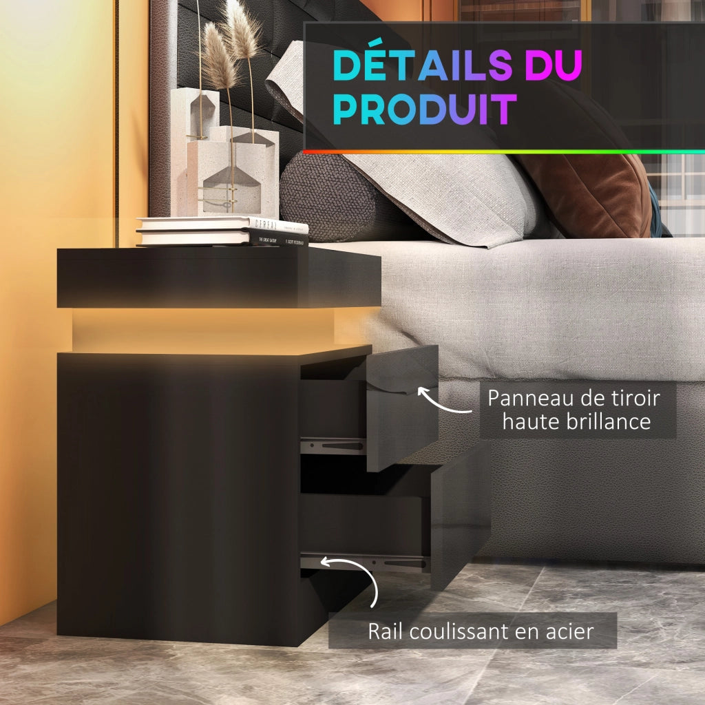 Comodino con luce LED RGB ¨C zephmum ¨C nero