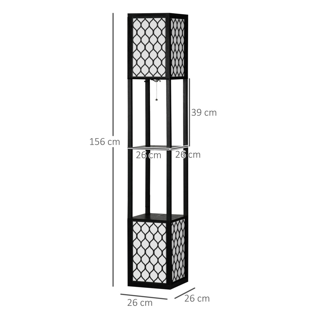 Lampada da Terra con Ripiani ¨C Xylo ¨C Legno Nero e Bianco 26x26x156cm