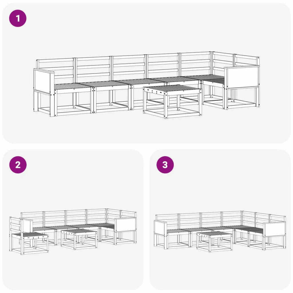 Set di divani da esterno 7 pz Naturale Legno di Acacia Massello 3385260