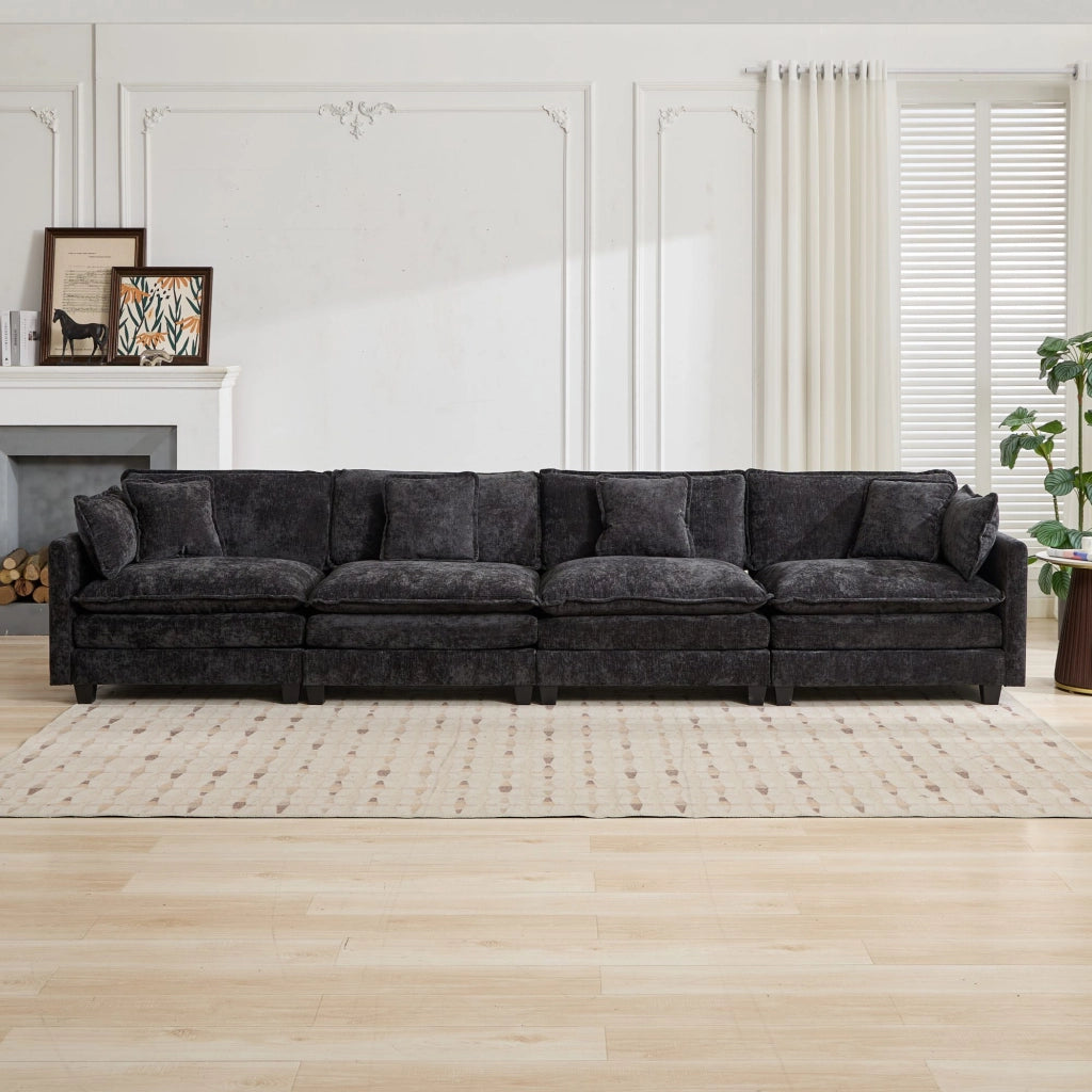 Divano Cloud 4 Posti ¨C MINIMAL ¨C Tessuto Chenille Nero