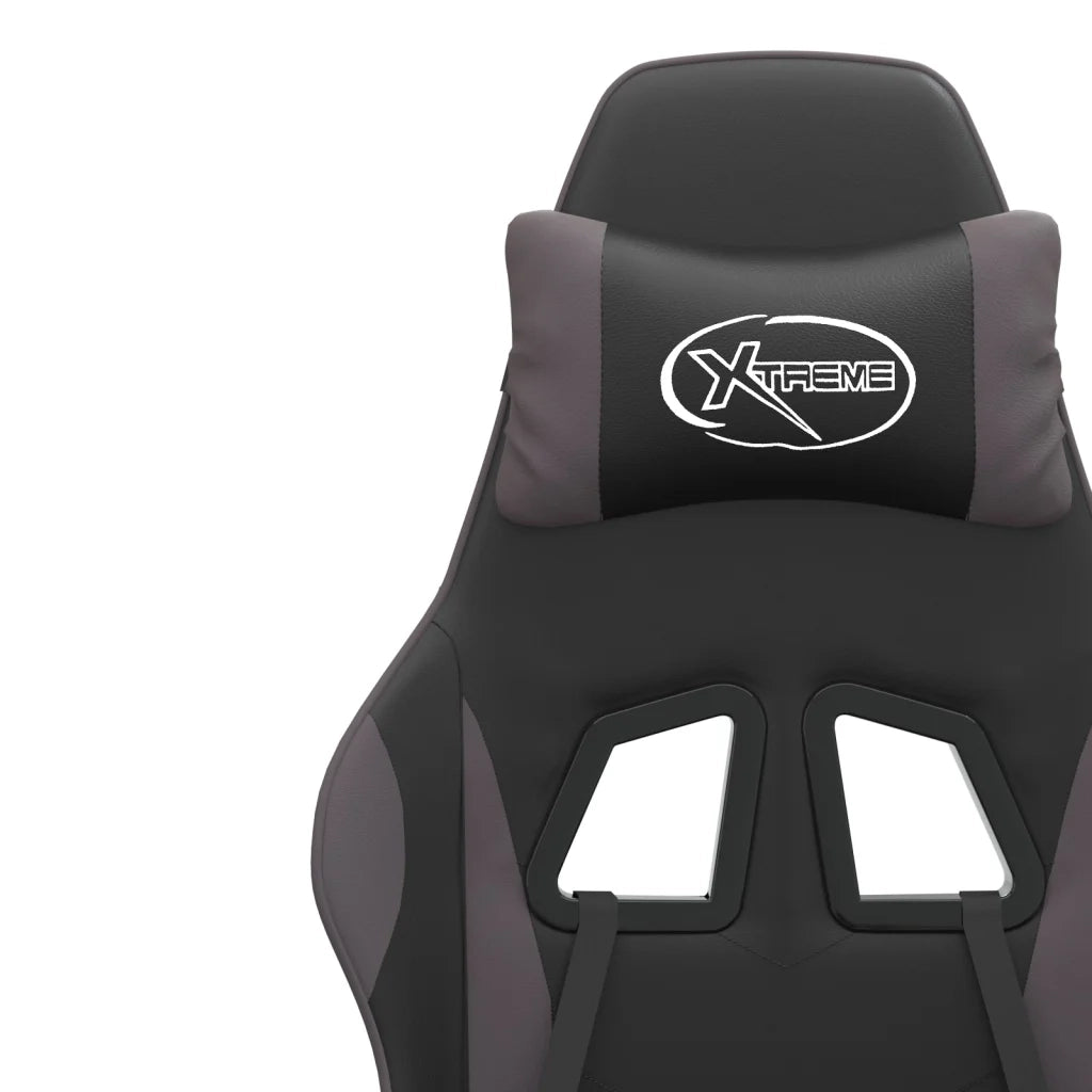 Sedia da Gaming | Sedia da e-sports Girevole Poggiapiedi Nero e Grigio Similpelle
