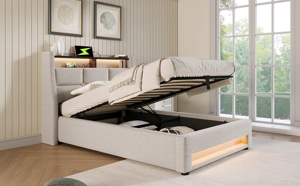 letto imbottito lino beige 90 x 200 cm