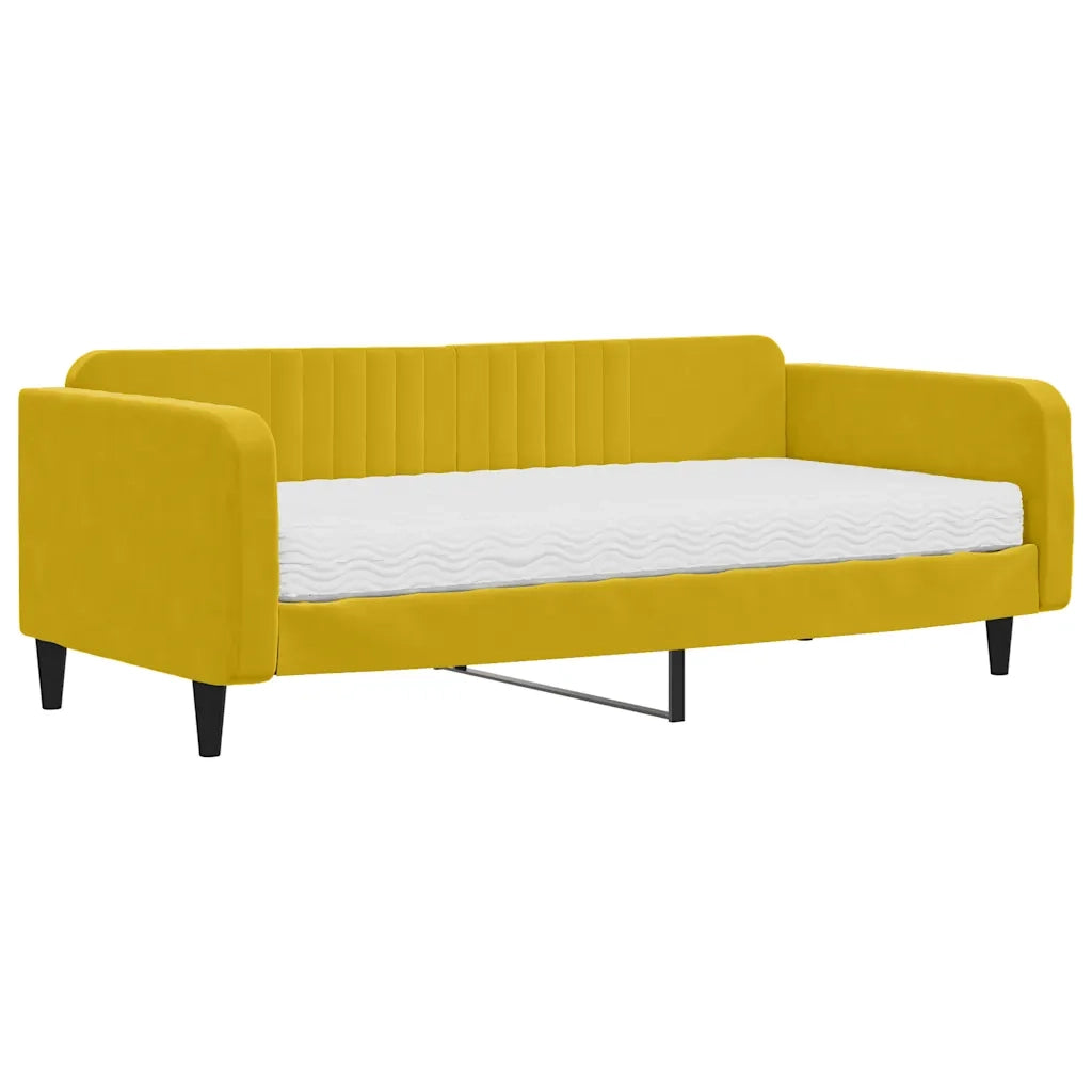 Divano Letto con Materasso-Sofa Letto-Daybed Giallo 100x200 cm in Velluto 785405
