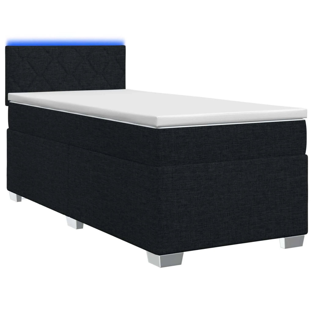 Letto con Box Spring, Materasso e LED Nero 80 x 200 cm Tessuto 3451821