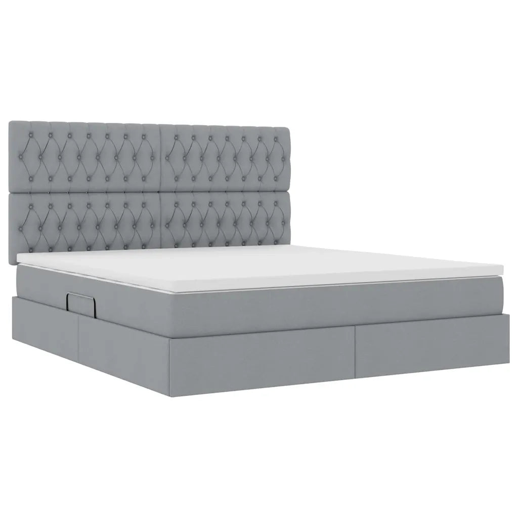 Letto con contenitore e LED con led Grigio chiaro 180 x 200 cm 3372495
