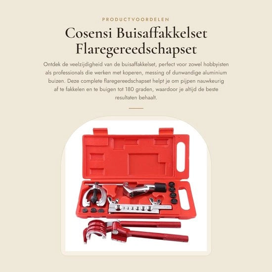 Kit di attrezzi per affaccellatura completa - attrezzi per affaccellatura di tubi - kit di taglio tubi - set di flare - attrezzi di flare - set di 7 matrici a flare doppio - attrezzi per affaccellatura