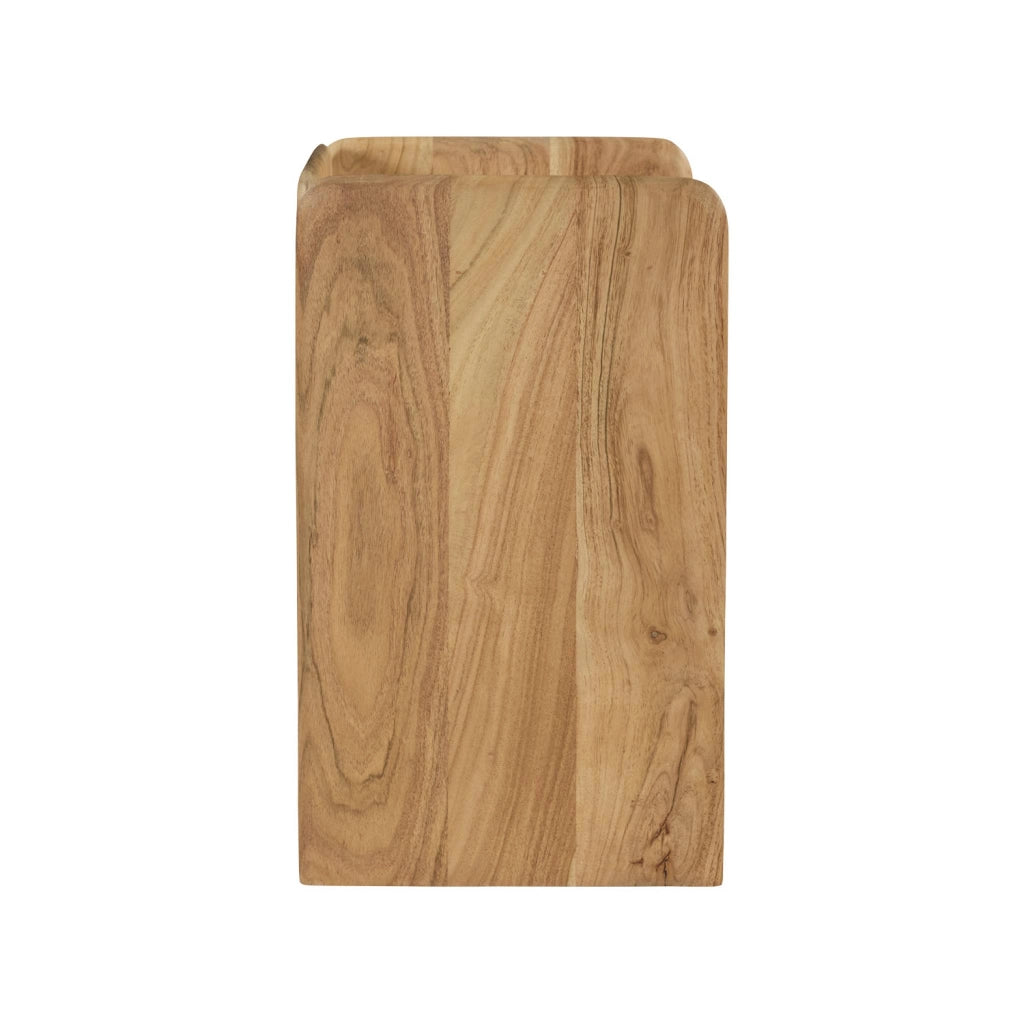 Comodino esotico in legno di acacia a 2 livelli, marrone naturale