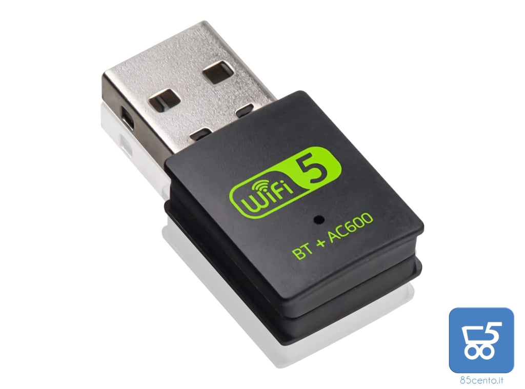 Chiavetta USB Dual Band con Bluetooth 4.2 Wi-Fi fino a 600 mbps Wireless 2,4GHz e 5GHz Adattatore Usb Pc Mac