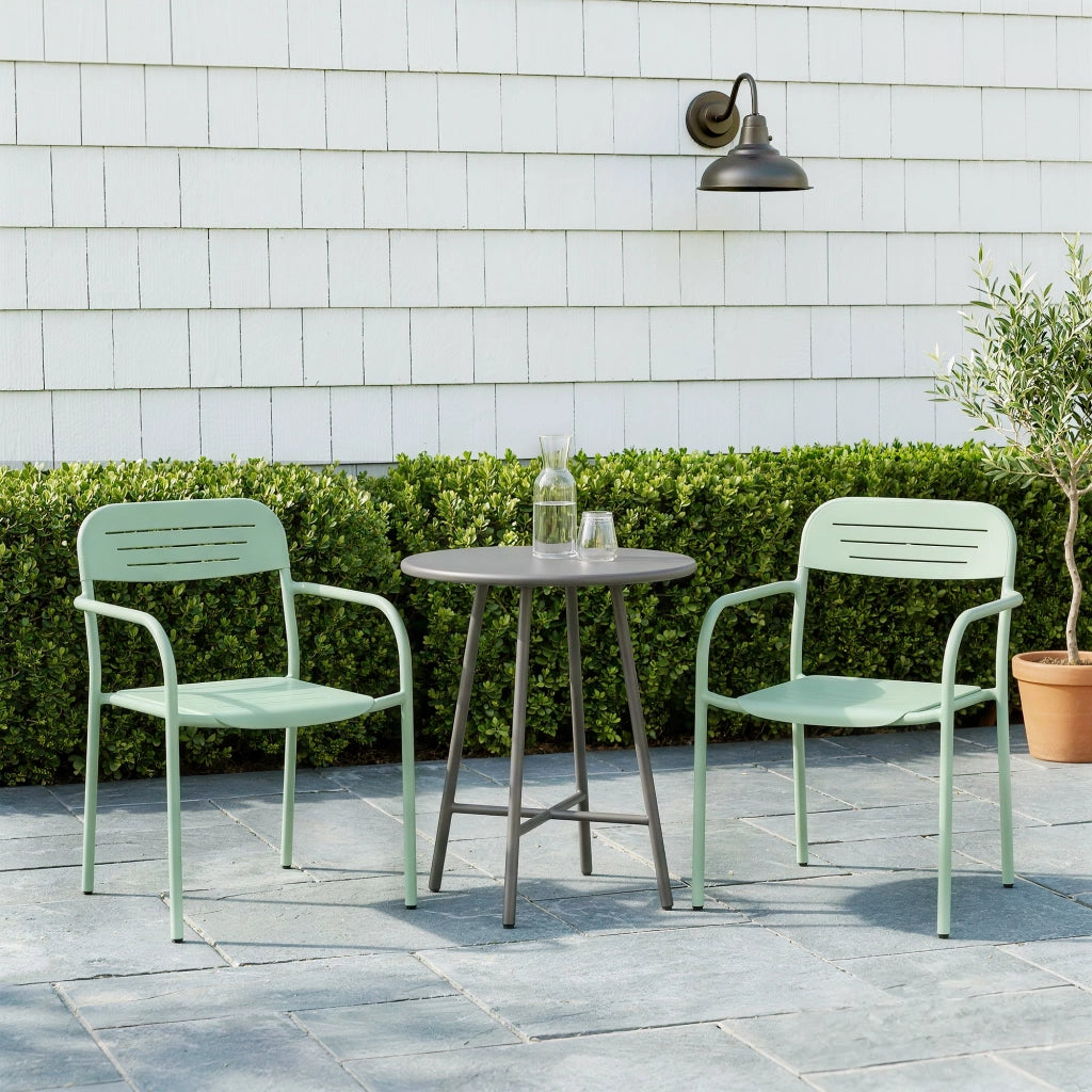 Set 2 Sedie da Giardino Impilabili ¨C Xylo ¨C Verde con Braccioli 56x58x78cm