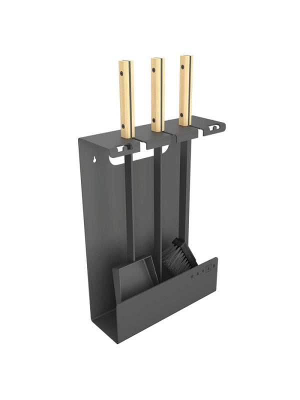 Set attrezzi per camino 3 pezzi in acciaio e legno - Set 3 L