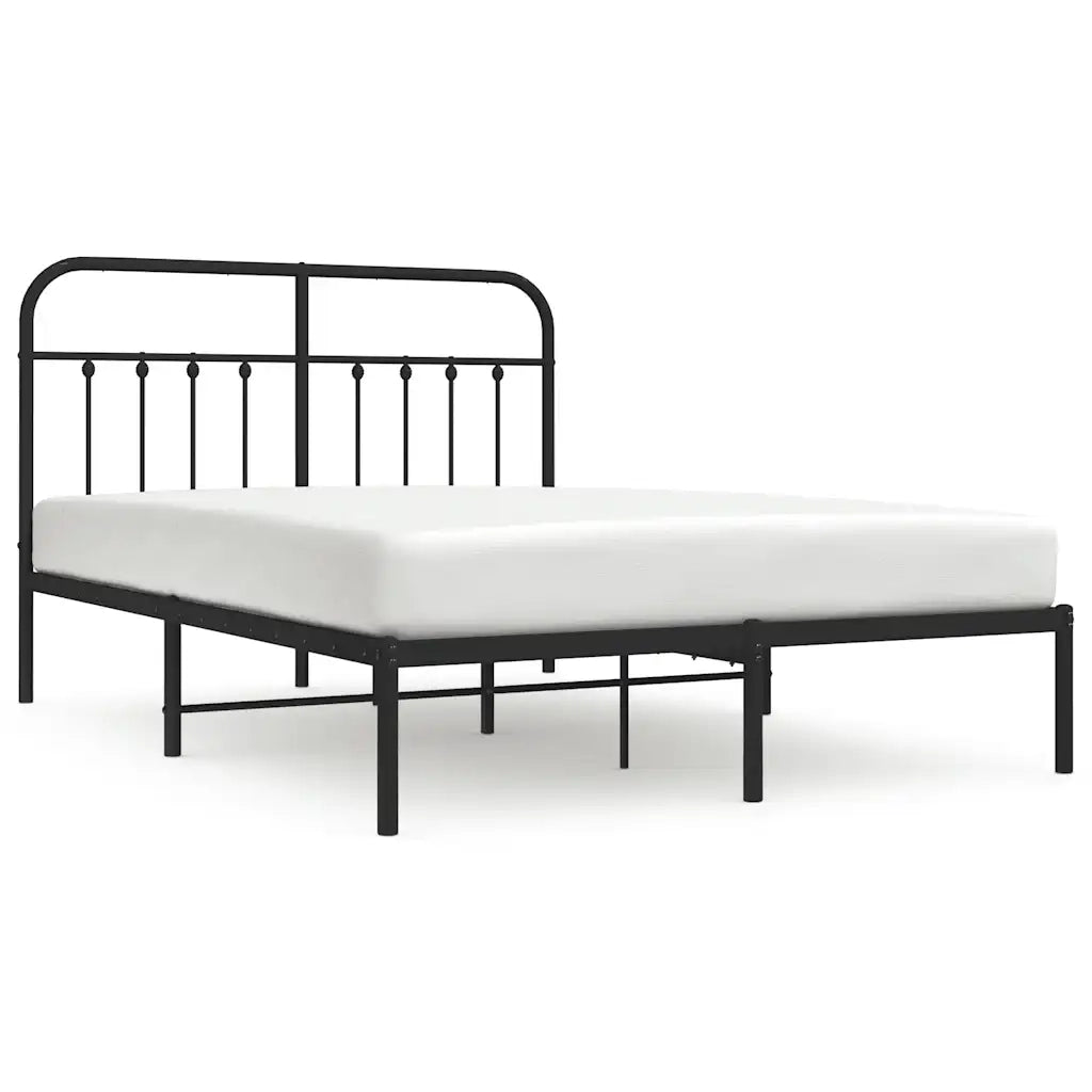 Letto matrimoniale | Letto per adulti | Giroletto con Testiera in Metallo Nero 150x200 cm