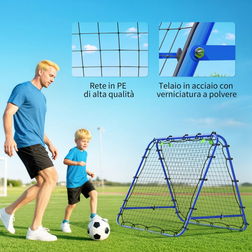 Rete da Calcio Rebounder Pieghevole ¨C Xylo ¨C Angolo Regolabile, 100x95x90 cm, Blu