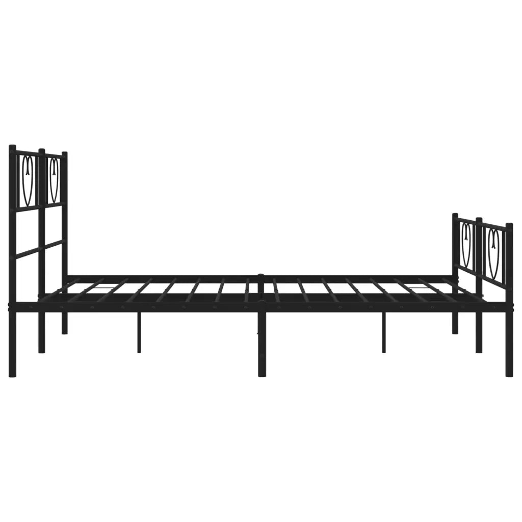 Letto matrimoniale | Letto per adulti | Giroletto senza Materaso con Pediera in Metallo Nero 160x200 cm