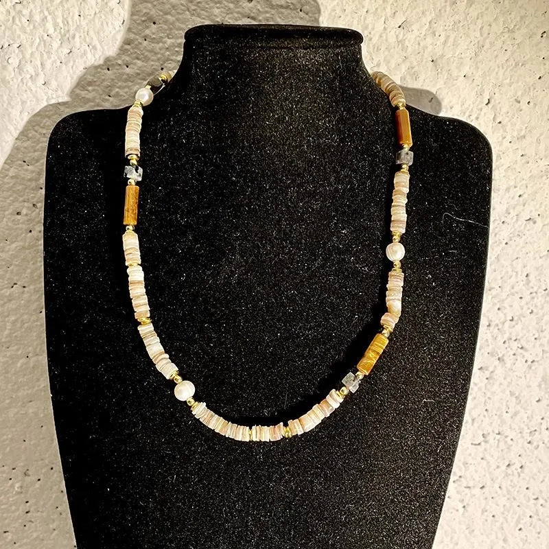 Collana vintage fatta a mano con perline di pietra naturale, regalo di Natale per donna, regalo di compleanno