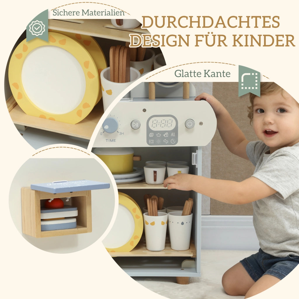 Cucina Giocattolo per Bambini ¨C Minimal ¨C Legno MDF, Colore Blu Chiaro
