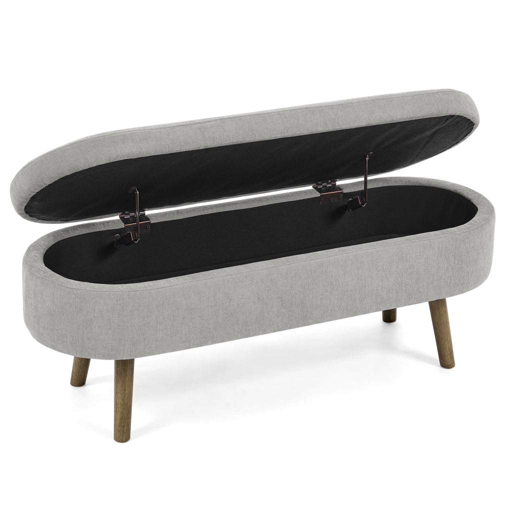 PANCA CONTENITORE 110x40x42 cm Chenille Grigio con coperchio ammortizzato