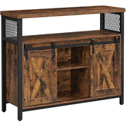 Credenza Industriale Rustica con Ante Scorrevoli in Legno e Metallo
