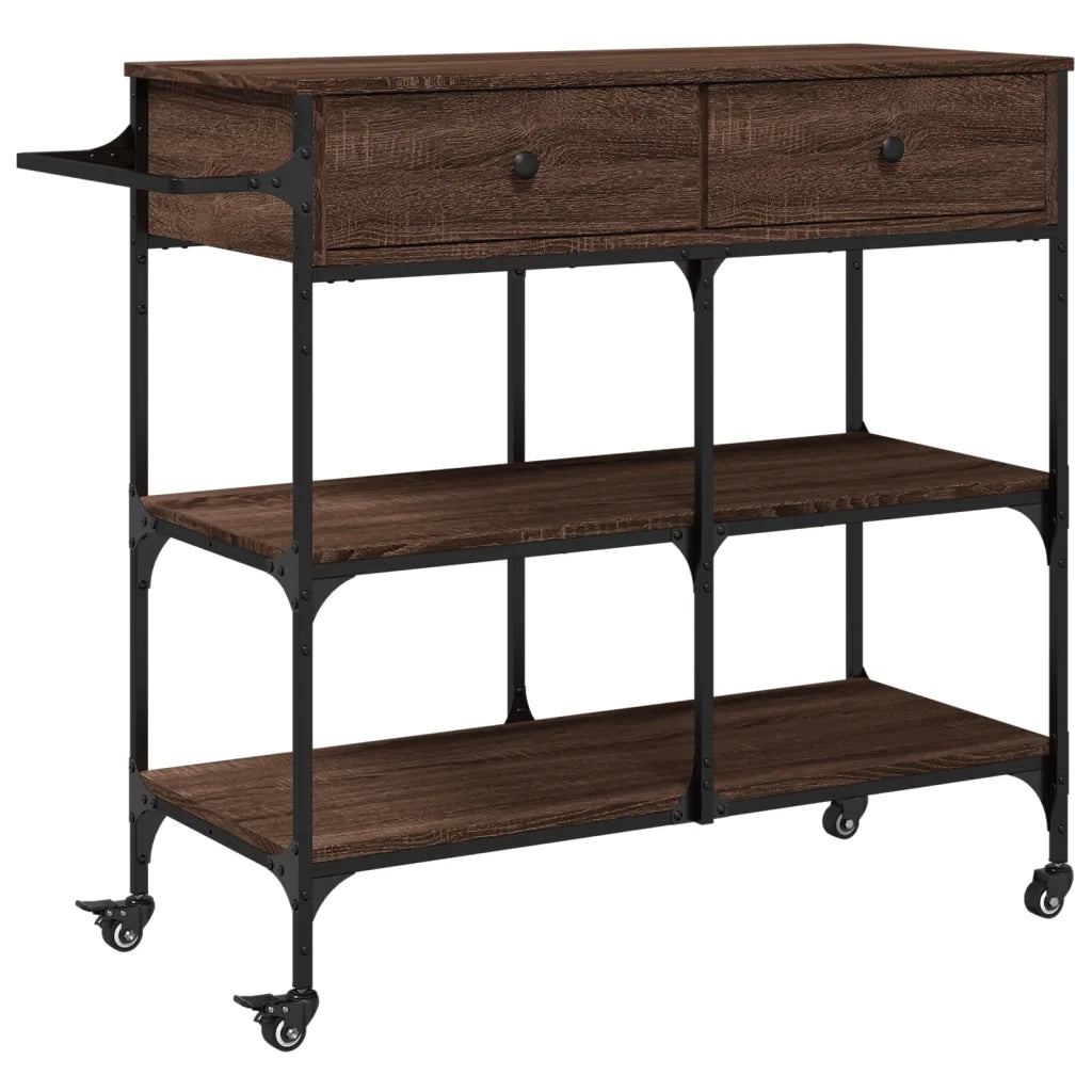 Carrello da Cucina-Scaffale per Cucina Rovere Marrone 105x42x95cm Legno Multistrato