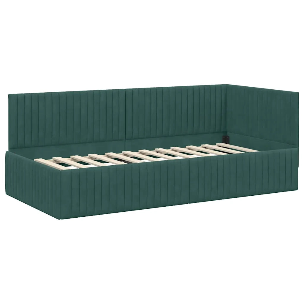 Struttura Letto Angolare con Materasso 2 pcs Verde Velluto 3393810