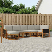 Set di divani da esterno 7 pz Naturale e Grigio Chiaro 3385382