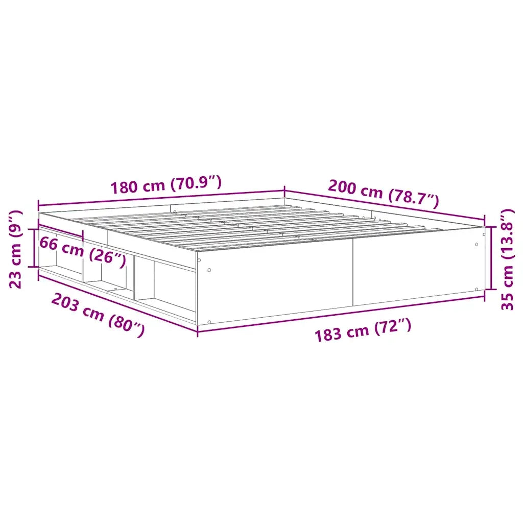 Giroletto senza Materasso Legno Antico 180x200 cm in Truciolato 3328861