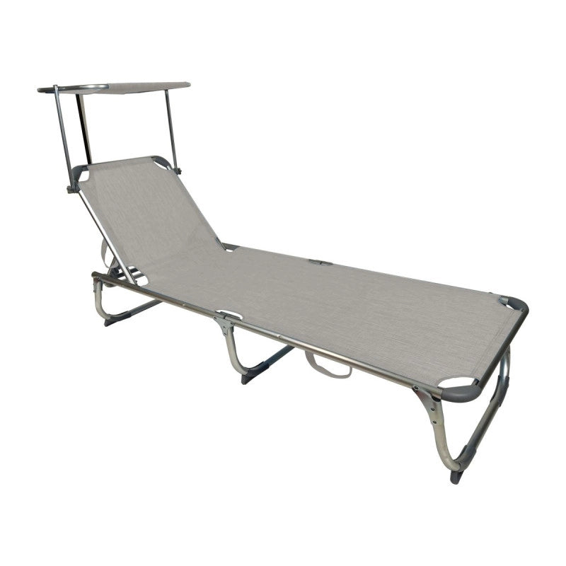 Set di 4 Lettini Con Parasole 187x58x30 Grigio