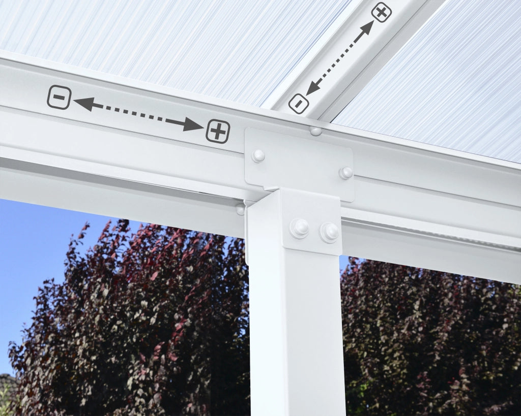 Pergola Addossata in Alluminio Olympia 3X7.4 m Bianco