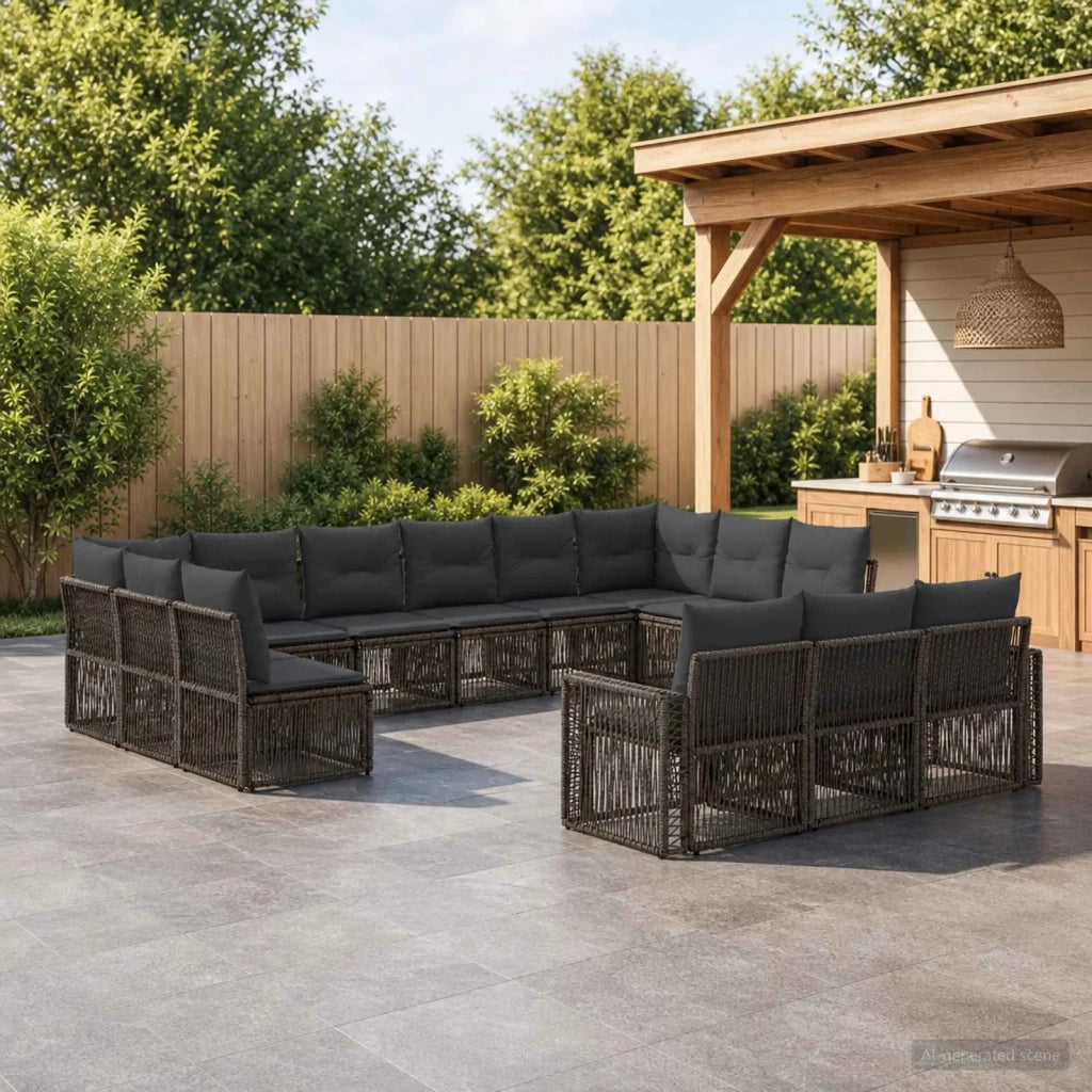 Set Divano da Giardino 13 pz Grigio e Grigio Scuro polyrattan 3435275
