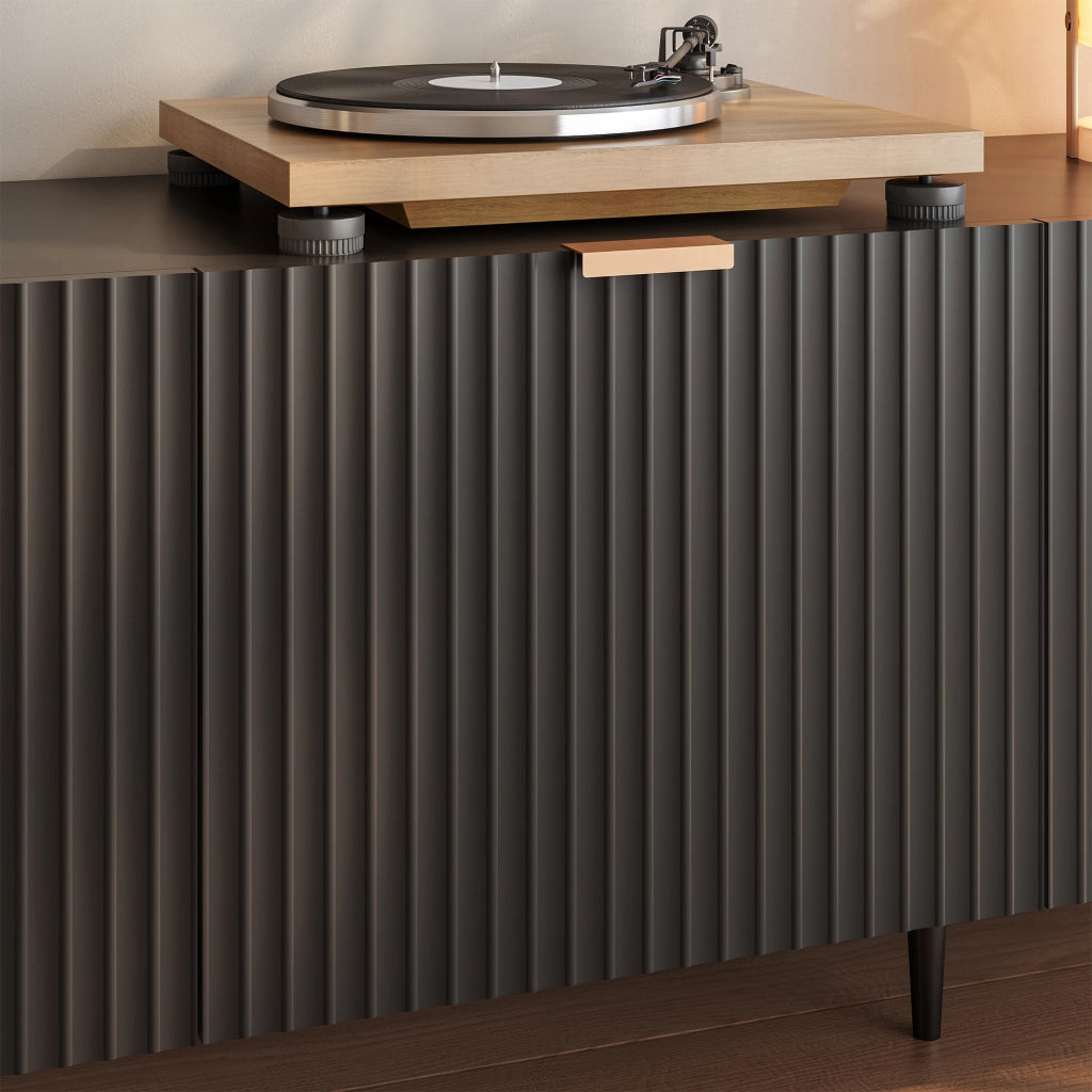 Mobile Porta TV Nand con Ante Decorative 180 x 35 x 51 cm - Nero [en.casa]