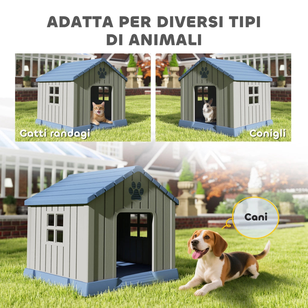 Casetta per Cani da Esterno Impermeabile con Base Rialzata ¨C Minimal ¨C Grigio 85x79x82 cm