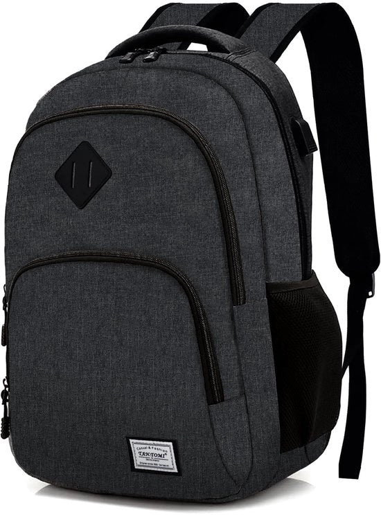 Borsa a Spalla per Uomo e Donna, Borsa con Molti Compartimenti e Tasca per Laptop 15,6", Borsa da Viaggio, Borsa per Studenti, Personale di Ufficio, Viaggi, Escursioni (Nero)