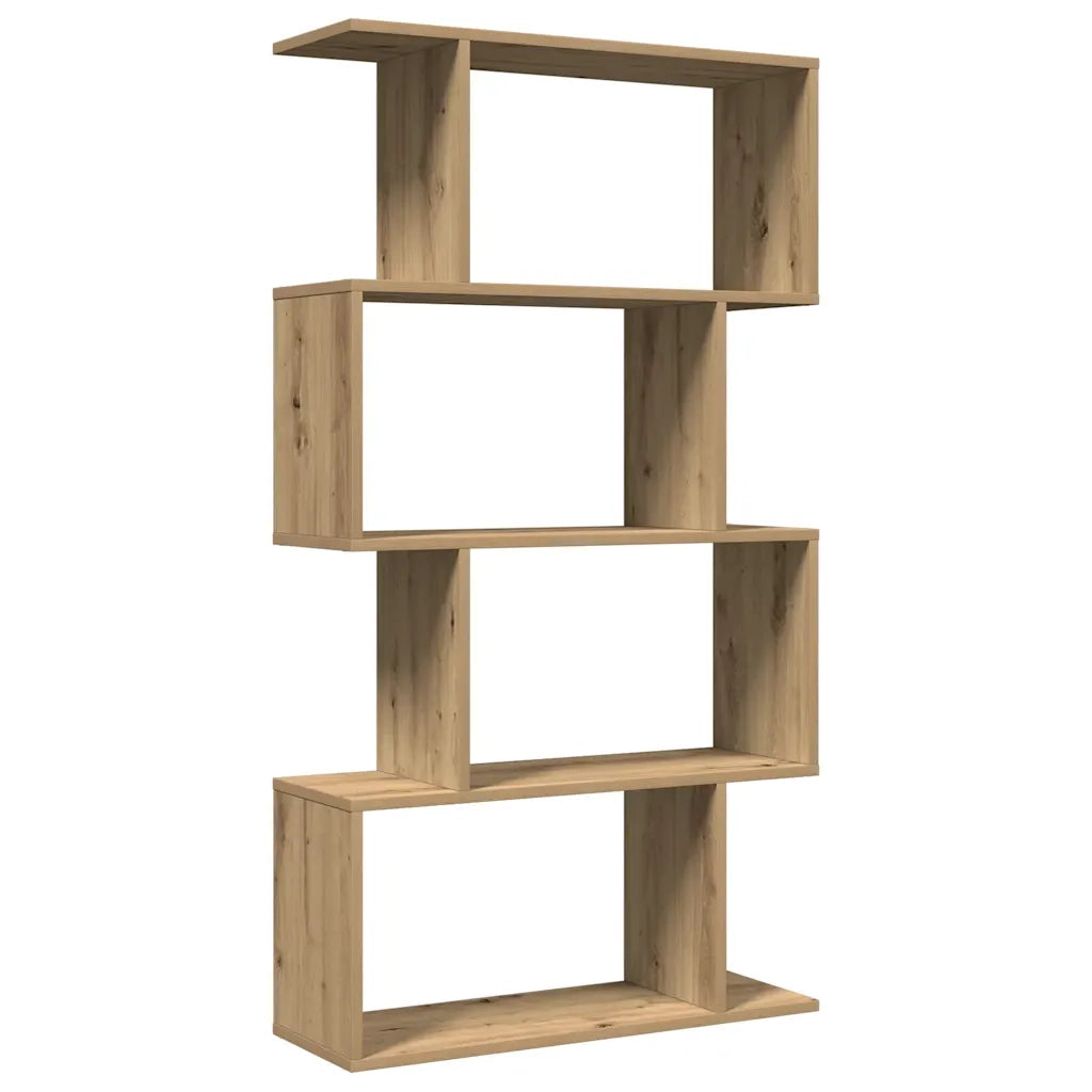 Libreria 4 Ripiani-Scaffale per Libri-Mobile di Stoccaggio Rovere Artigianale 70x24x129 cm Truciolato