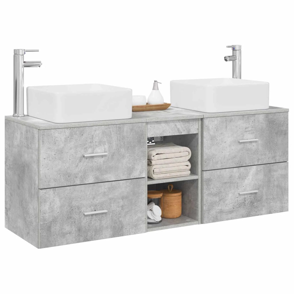 Set di Armadi da Bagno 3 pz Grigio Cemento 49,5 x 41 x 63 cm 3405822