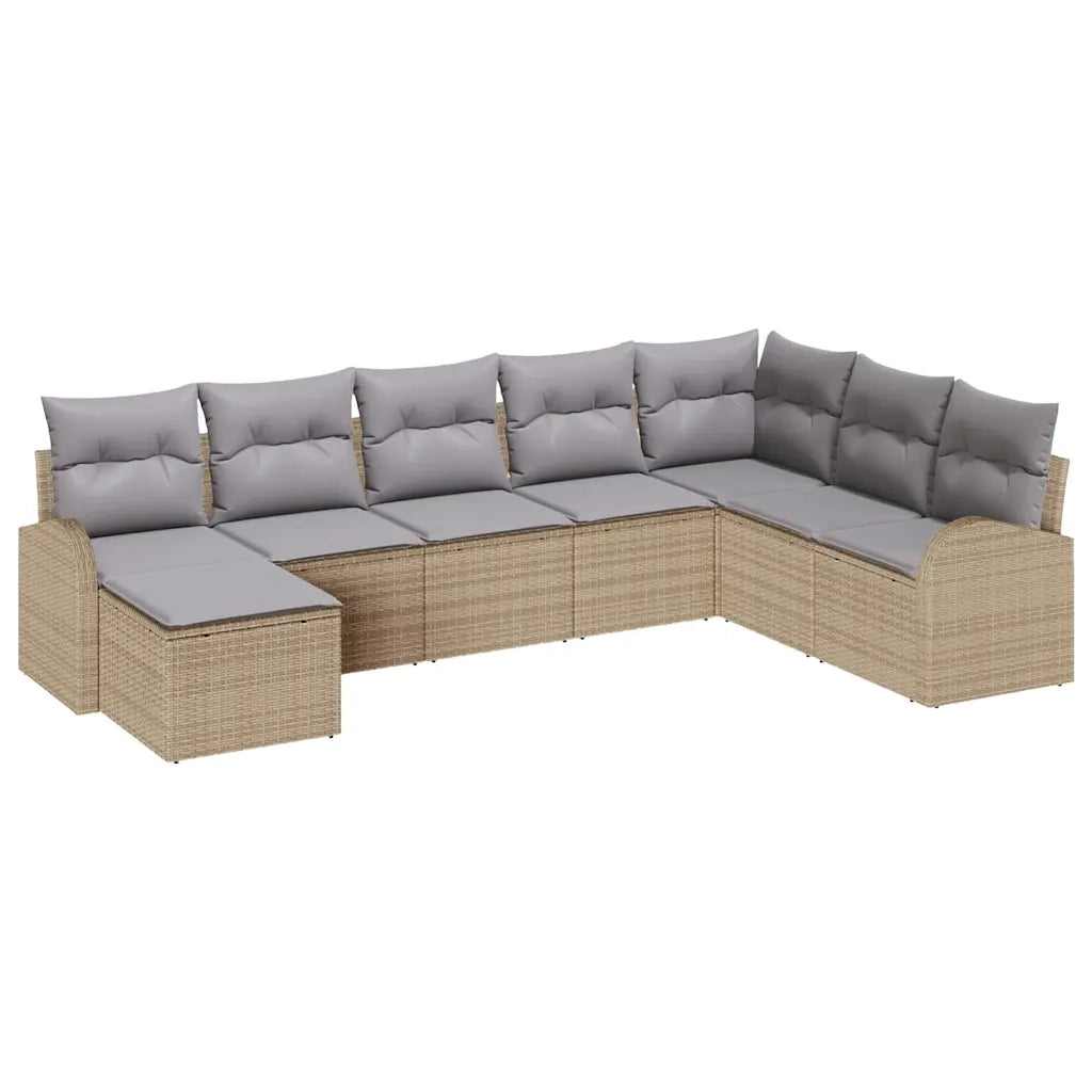 Set di divani 8 pcs Beige e grigio chiaro polyrattan