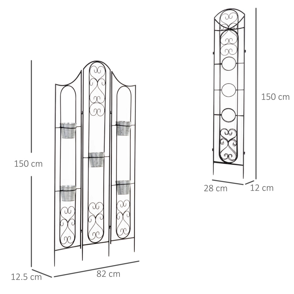 Portapiante Verticale Pieghevole da Esterno in Metallo ¨C Xylo ¨C 5 Vasi, Nero, 82x12.5x150cm