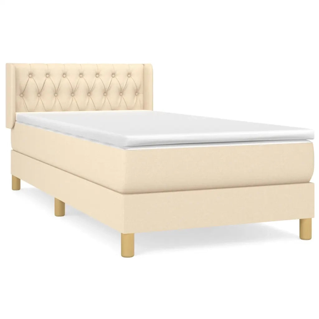 Giroletto a Molle con Materasso Crema 90x190 cm in Tessuto