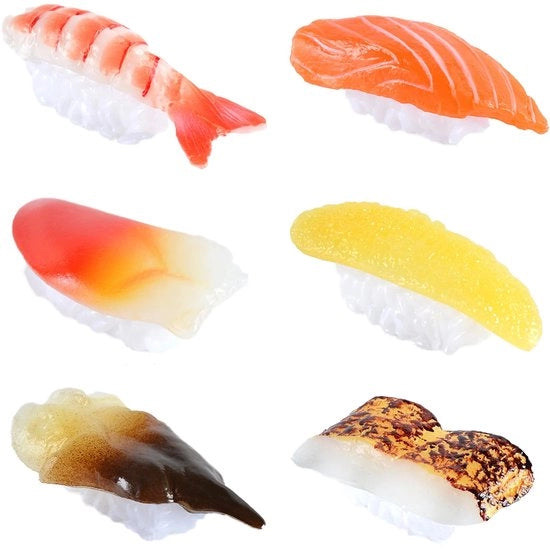 Decorazioni alimentari - Sushi artificiale - Nigiri realistici - Multicolore - Modello alimentare - Adatto a tutti gli eventi - 6 pezzi