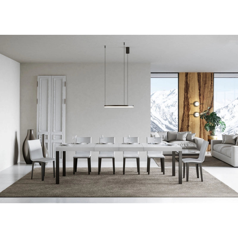 Tavolo allungabile 200/460x90 cm Everyday Premium telaio Antracite - Bianco Frassino