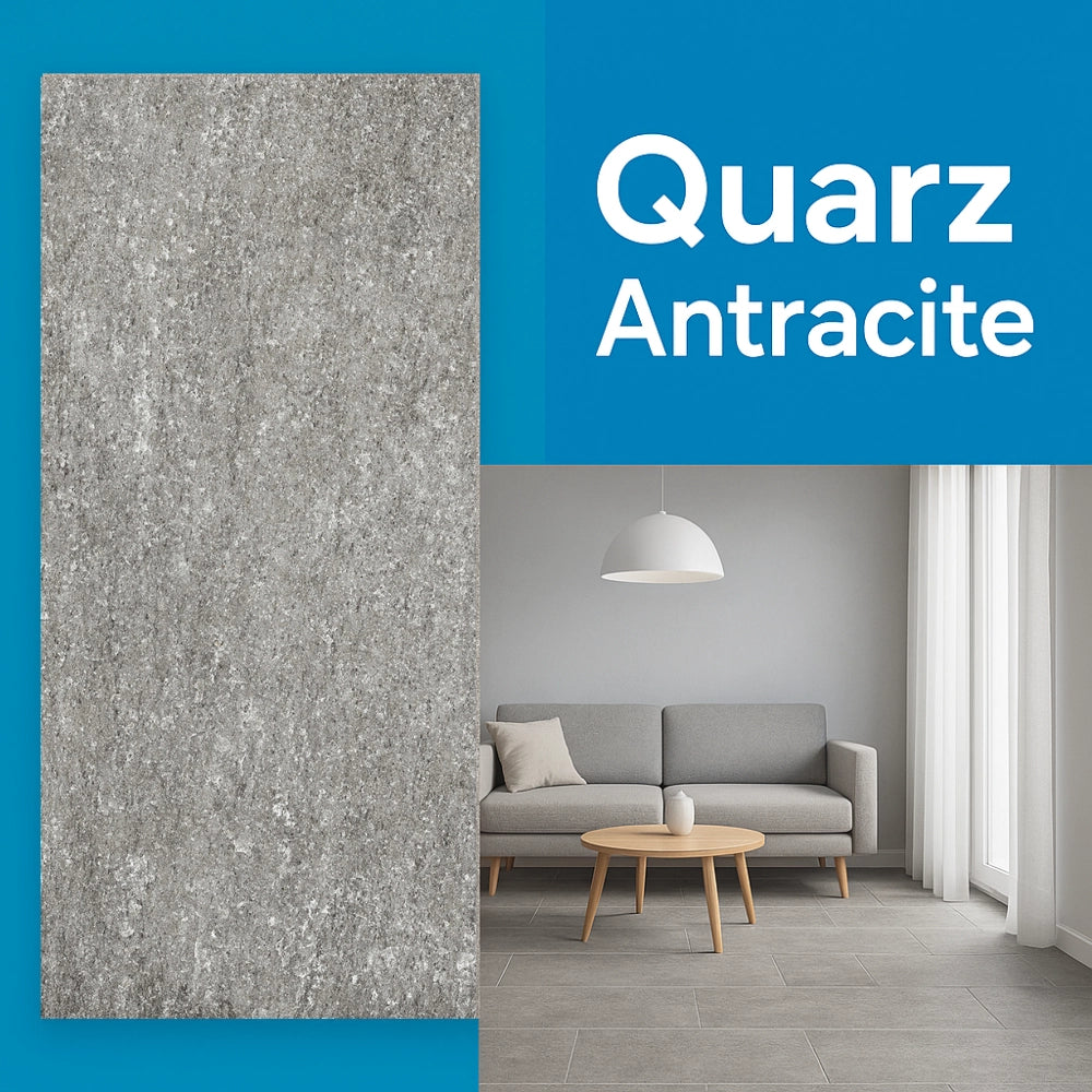 Piastrella gres porcellanato rettificata quarz antracite r10 30x60 cm *** misura 10,80 m2, confezione 1