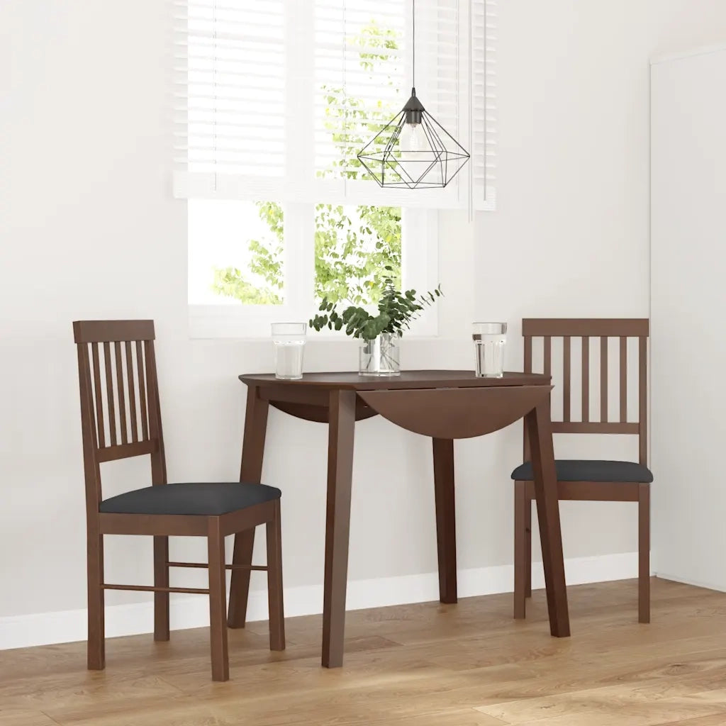 Sedie da Pranzo con Cuscini 2pz Marrone Legno Massello di Hevea 4102426