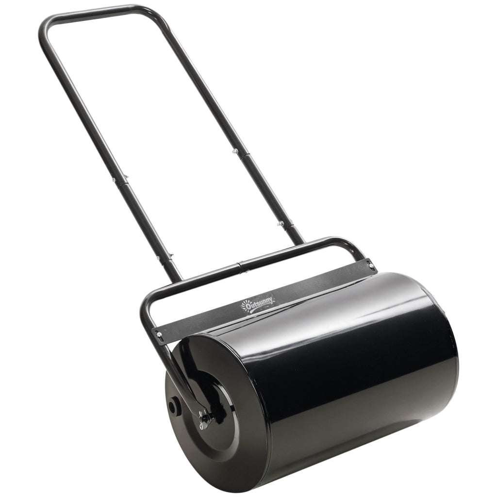 Rullo Compressore da Giardino 38L - Xylo - Riempimento Acqua o Sabbia, Maniglia a U, Nero