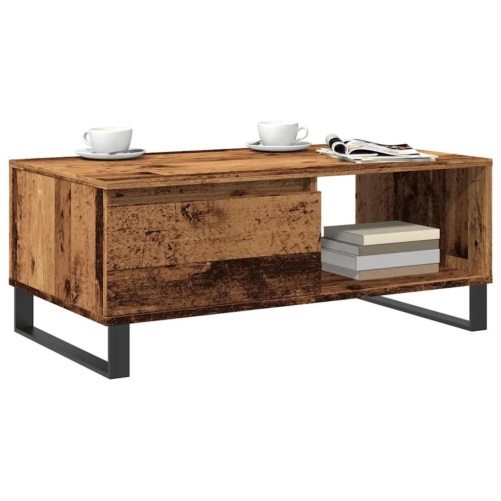 Tavolino da Salotto-Tavolino da soggiorno-Tavolo Legno Antico 90x50x36,5 cm in Truciolato 991298