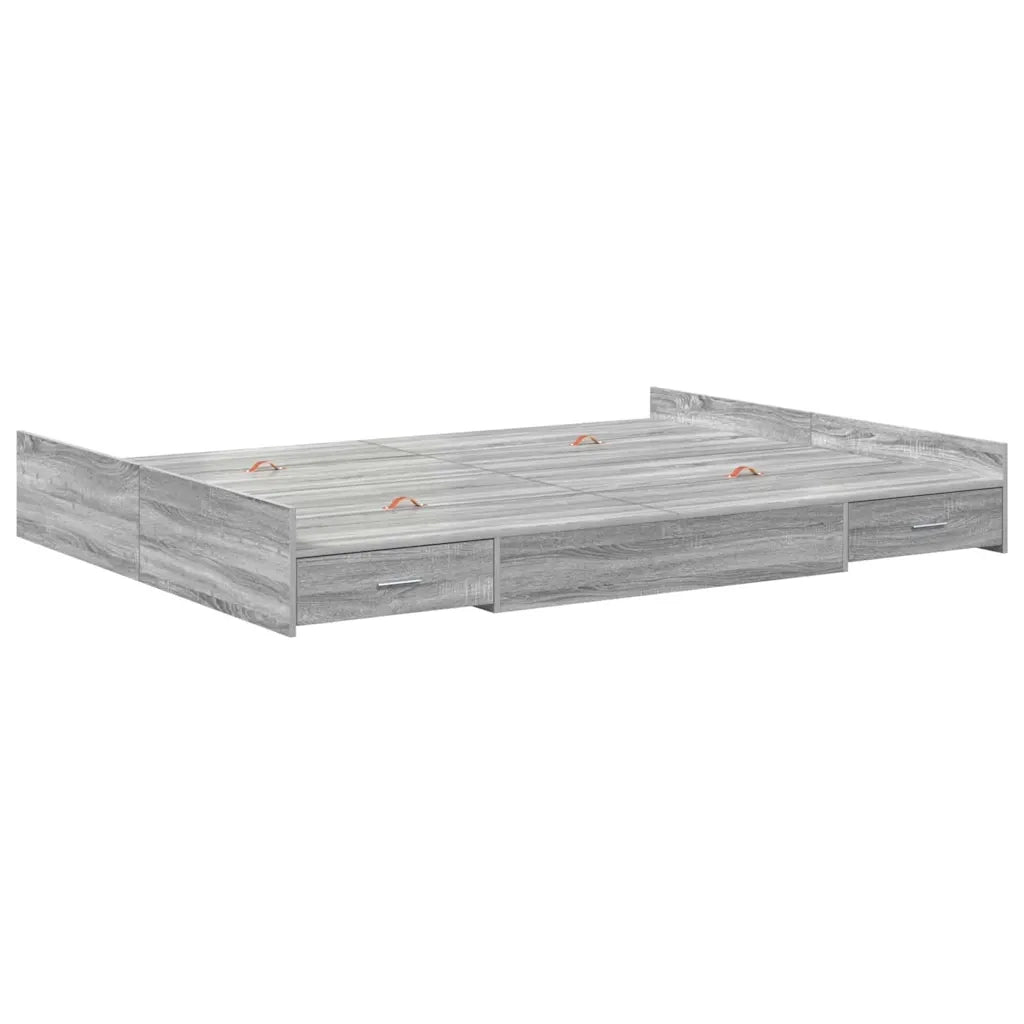 Struttura letto con contenitore-Giroletto con contenitore Grigio Sonoma 140 x 190 cm