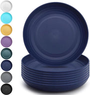 Piatti in plastica profonda 8 pezzi - 9 pollici piatti da diner - impermeabili e riciclabili - piatti da diner leggeri - piatti per pasta e dumpling - sicuri per il forno a microonde