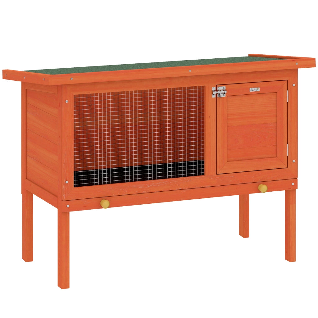 Gabbia per conigli in legno con tetto apribile e cassetto estraibile ¨C Minimal ¨C Arancione 90x45x65 cm