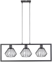 Lampada a sospensione industriale nera 3 luci E27 Saga