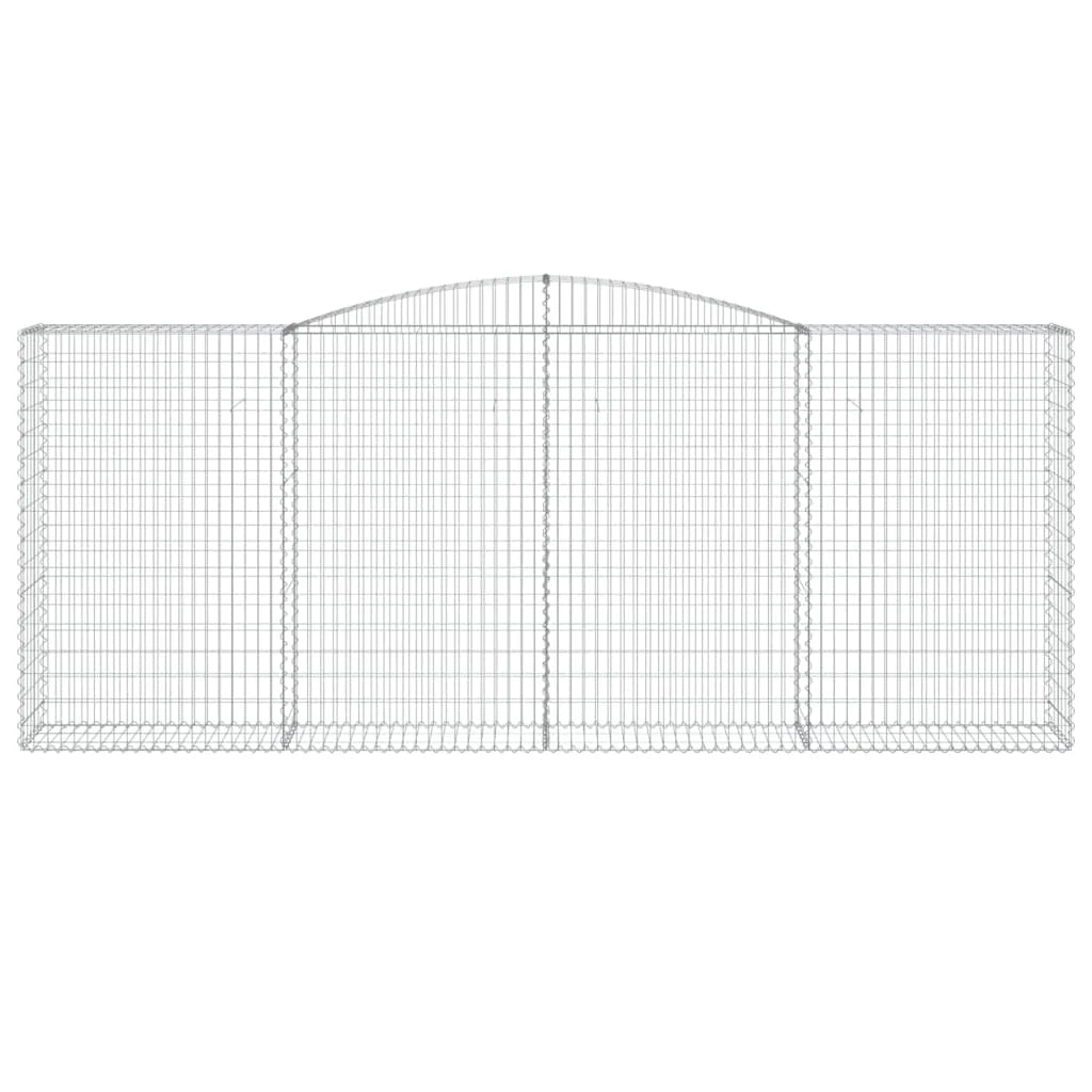 Cesto gabbione recinzione a gabbia muro di contenimento ad arco 400 x 50 x 160/180 cm ferro zincato argento 02_0040090